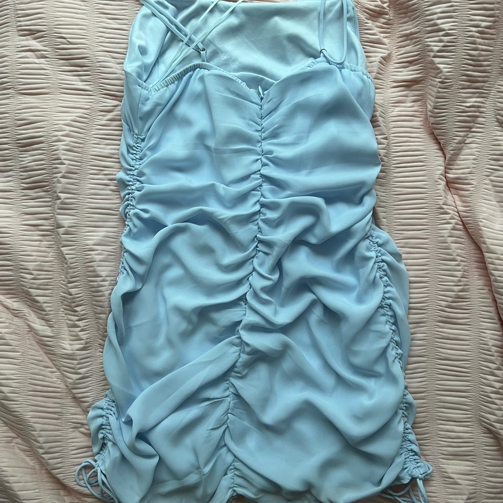 Blue tight spaghetti strap dress